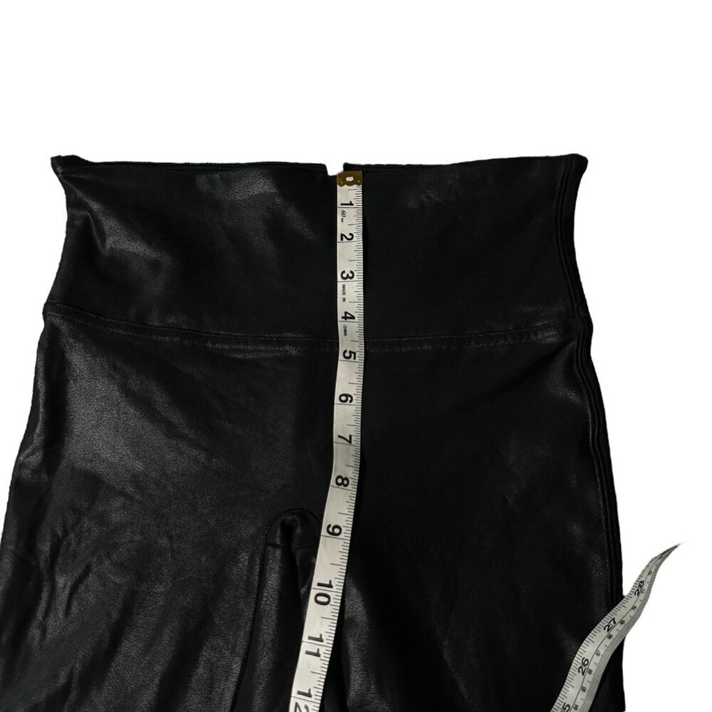 Spanx Women's Faux Leather Leggings Size Medium Black Stretch Moto - Picture 8 of 11